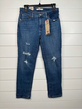 Levi's Boyfriend Jeans Womens W27 L27 Medium Wash Distressed Stretch